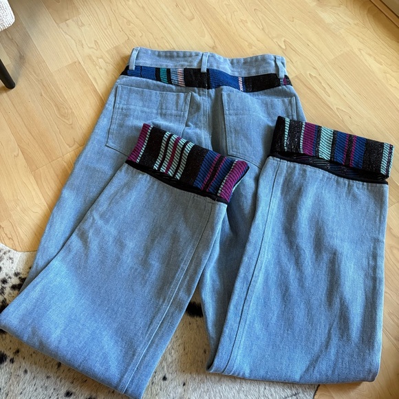 BENJAMIN BENMOYAL Cassette Tape Hem Jeans Flip Cuff Size XS - Picture 9 of 13